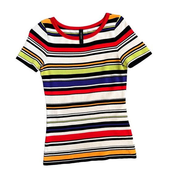 Marc Cain Striped Retro Vibrant Y2K Tee S - Picture 1 of 6